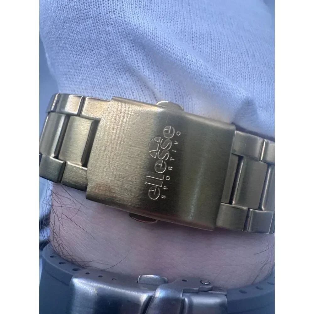 Gold-toned Ellesse Sportiva Chronograph watch 03-0442 silver sunburst dial